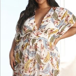 Farrah Floral Maxi Dress by Fashion Nova, Color: Ivory/Combo, Size: 3X